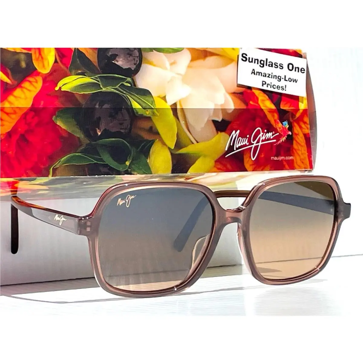 Maui Jim Little Bell Translucent Espresso Polarized Bronze Sunglass HS860-19B