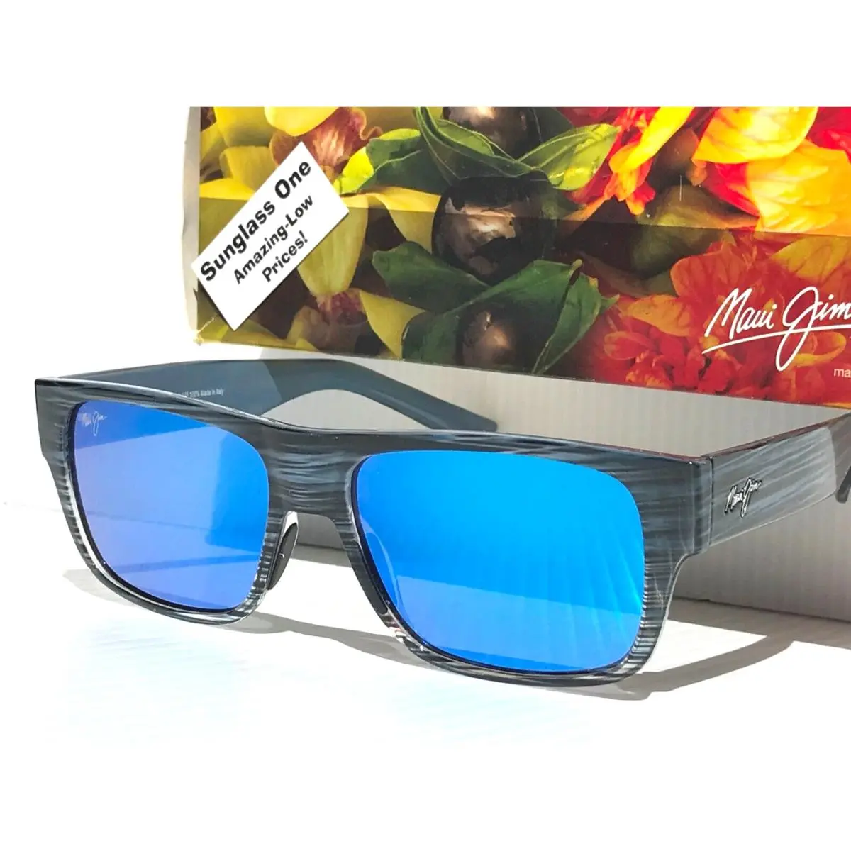 Keahi Blue Stripes Polarized Hawaii Blue Glass Sunglass B873-03 by Maui Jim