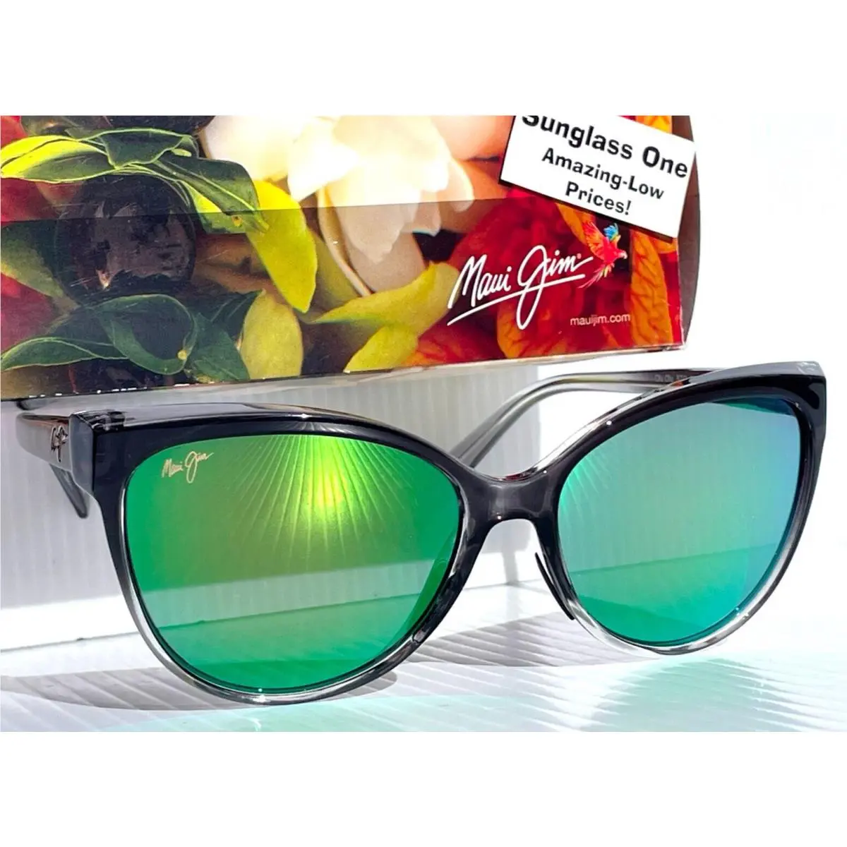 Maui Jim Olu Olu Grey Fade Polarized Maui Green Glass Lens Sunglass GM537-11A
