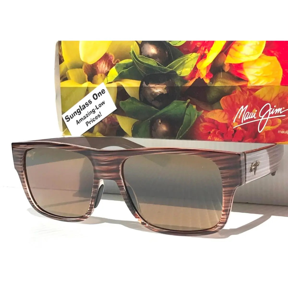 Maui Jim Keahi Brown Stripes Polarized Hcl Bronze Glass Sunglass H873-10