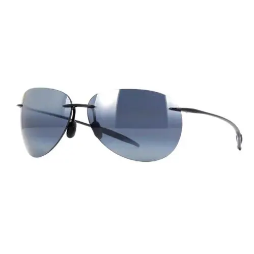 Maui Jim 421-02 Sunglasses Sugar Beach Black Grey Polarized Rimless Lenses - Gloss Black, Frame: Black, Lens: Gray