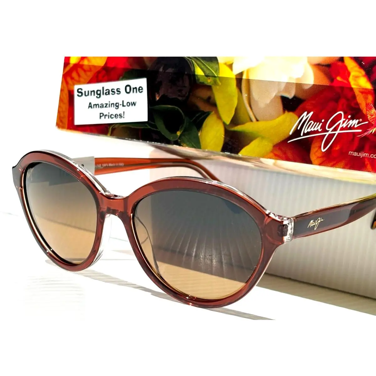 Maui Jim Mariana Crystal Rootbeer Polarized Bronze Glass Sunglass HS828-25E