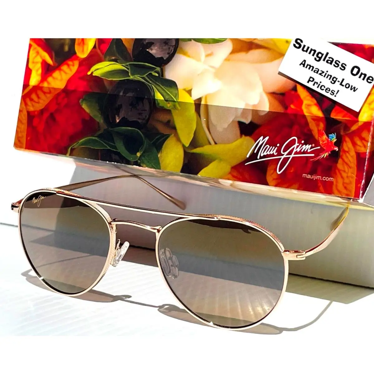 Maui Jim Pisces Gold Titanium Polarized Hcl Bronze Lens Sunglass H548N-16