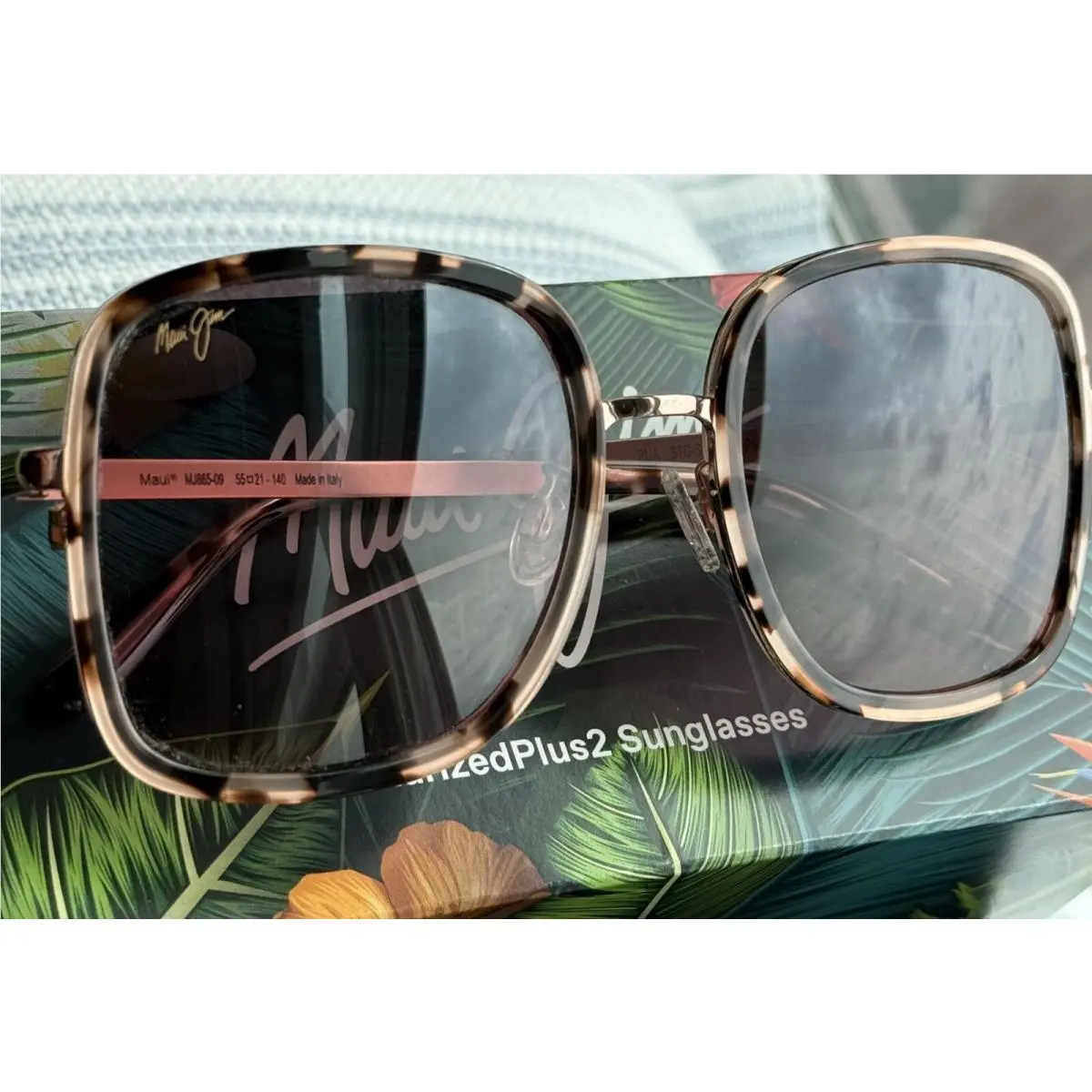Maui Jim Pua MJ 865 09 Tortoise Rose Gold + Maui Rose Polarized Lens Sunglasses