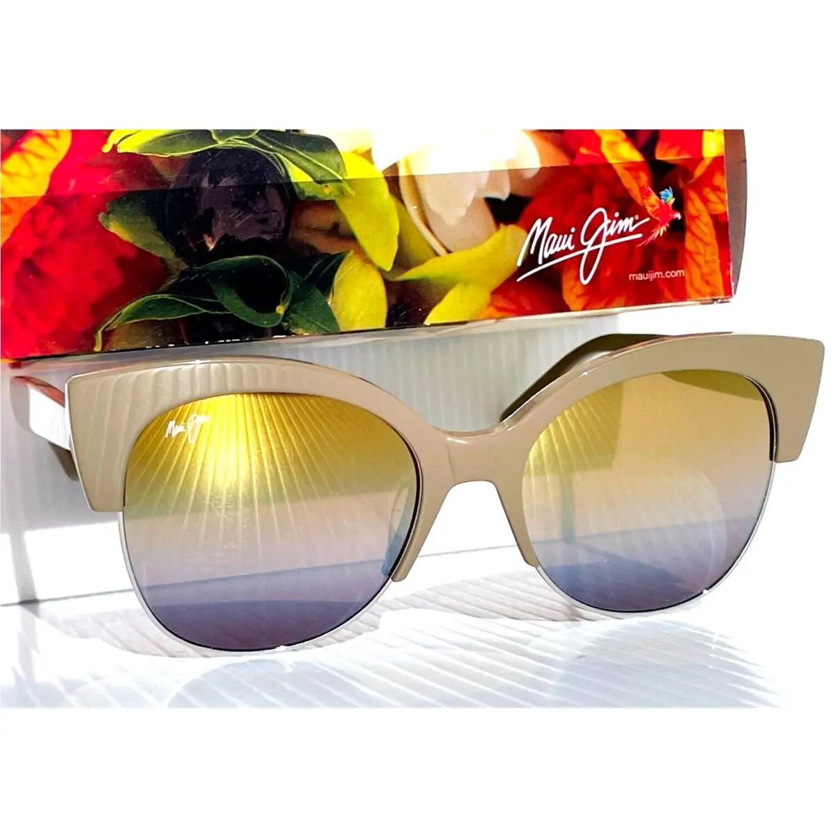 Maui Jim Mariposa Silver Mink Polarized Gold to Silver Lens Sunglass DGS817-24F