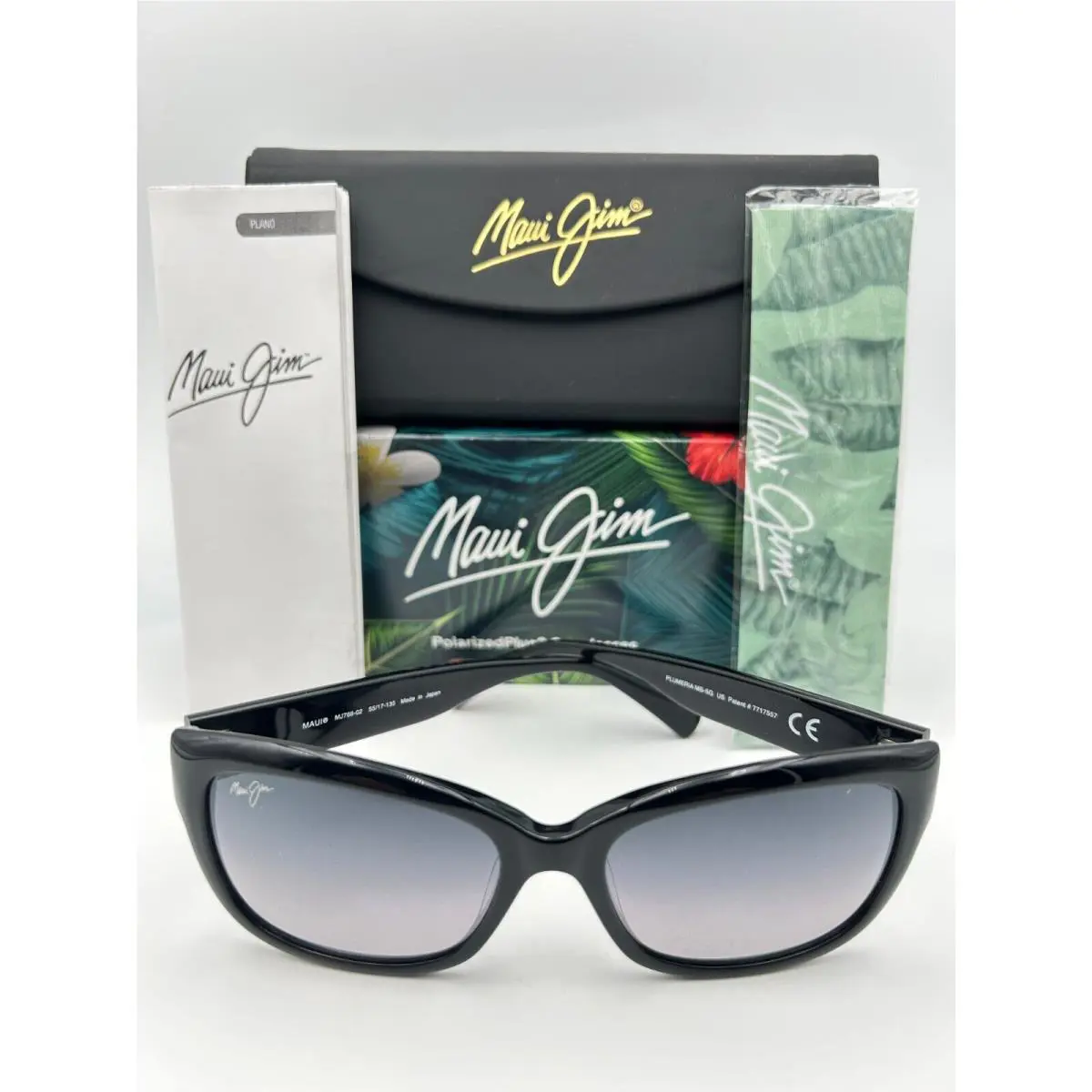 Maui Jim Polarized Sunglasses MJ 768-02 Plumeria Black Neutral Grey