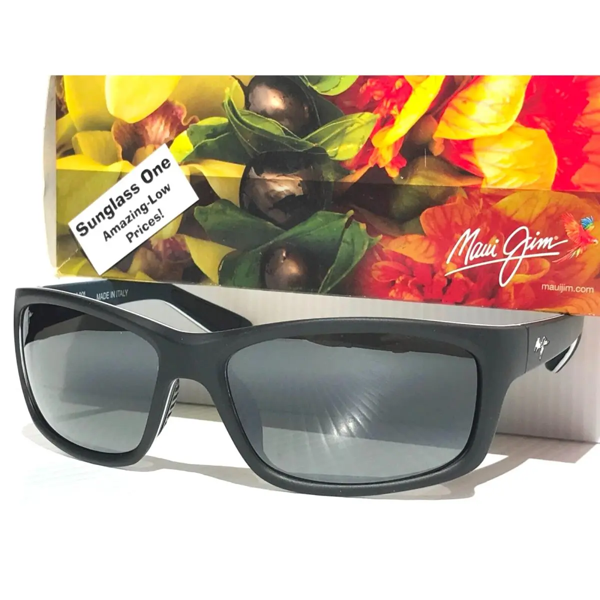 Maui Jim Kanaio Coast Matte Black White Blue Polarized Grey Sunglass 766-02MD