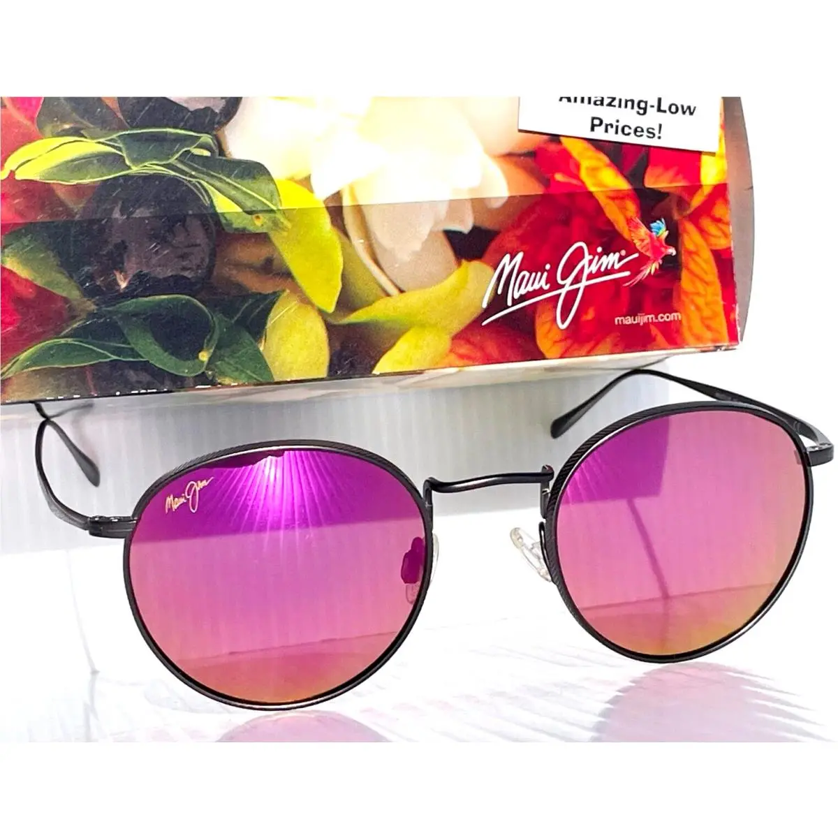 Maui Jim Nautilus Bronze Titanium Polarized Sunrise Lens Sunglass P544-14 - Frame: Bronze, Lens: Pink