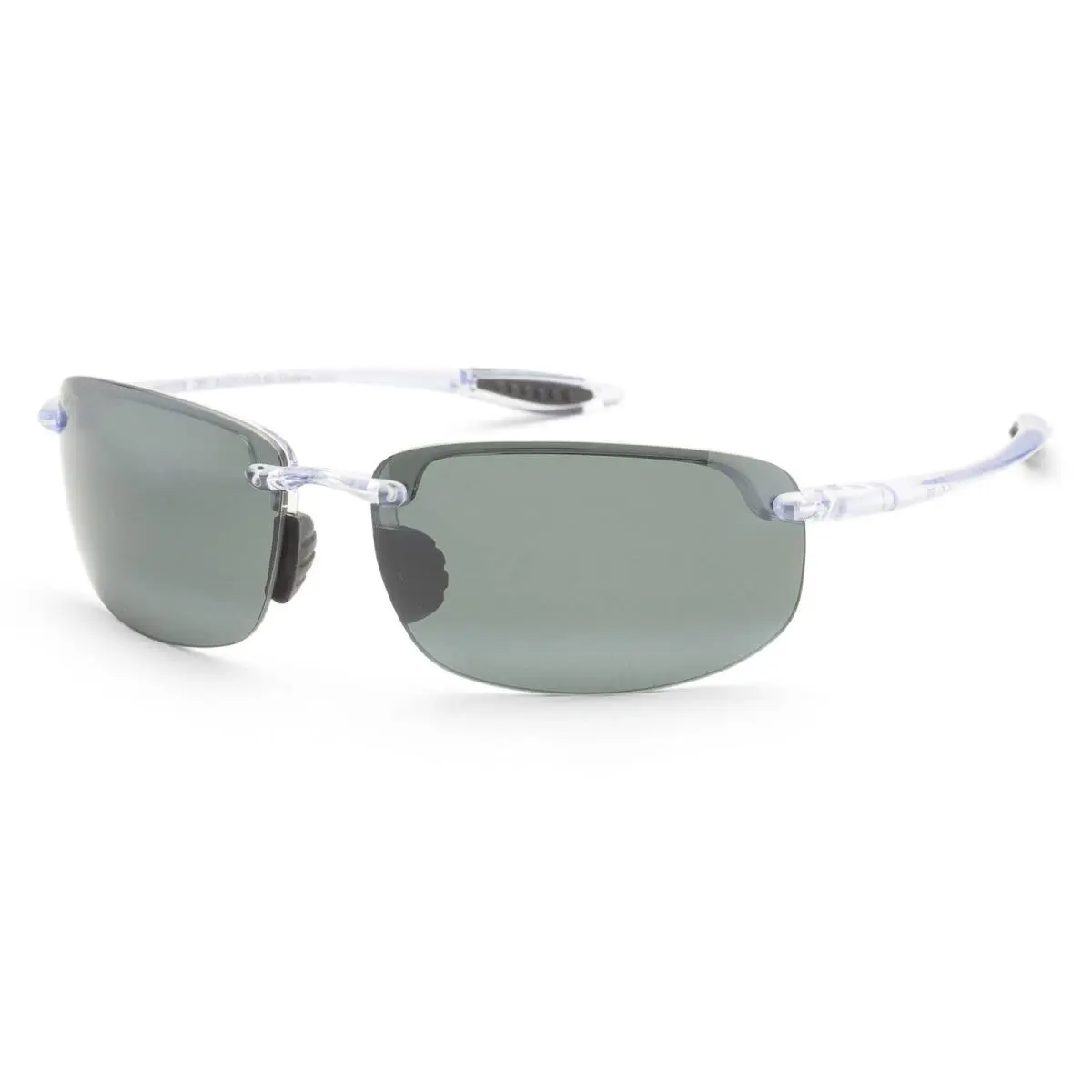 Maui Jim Men`s Hookipa 64mm Clear Polarized Sunglasses MJ0407S-005 - Frame: White, Lens: Grey, Other Frame: Clear