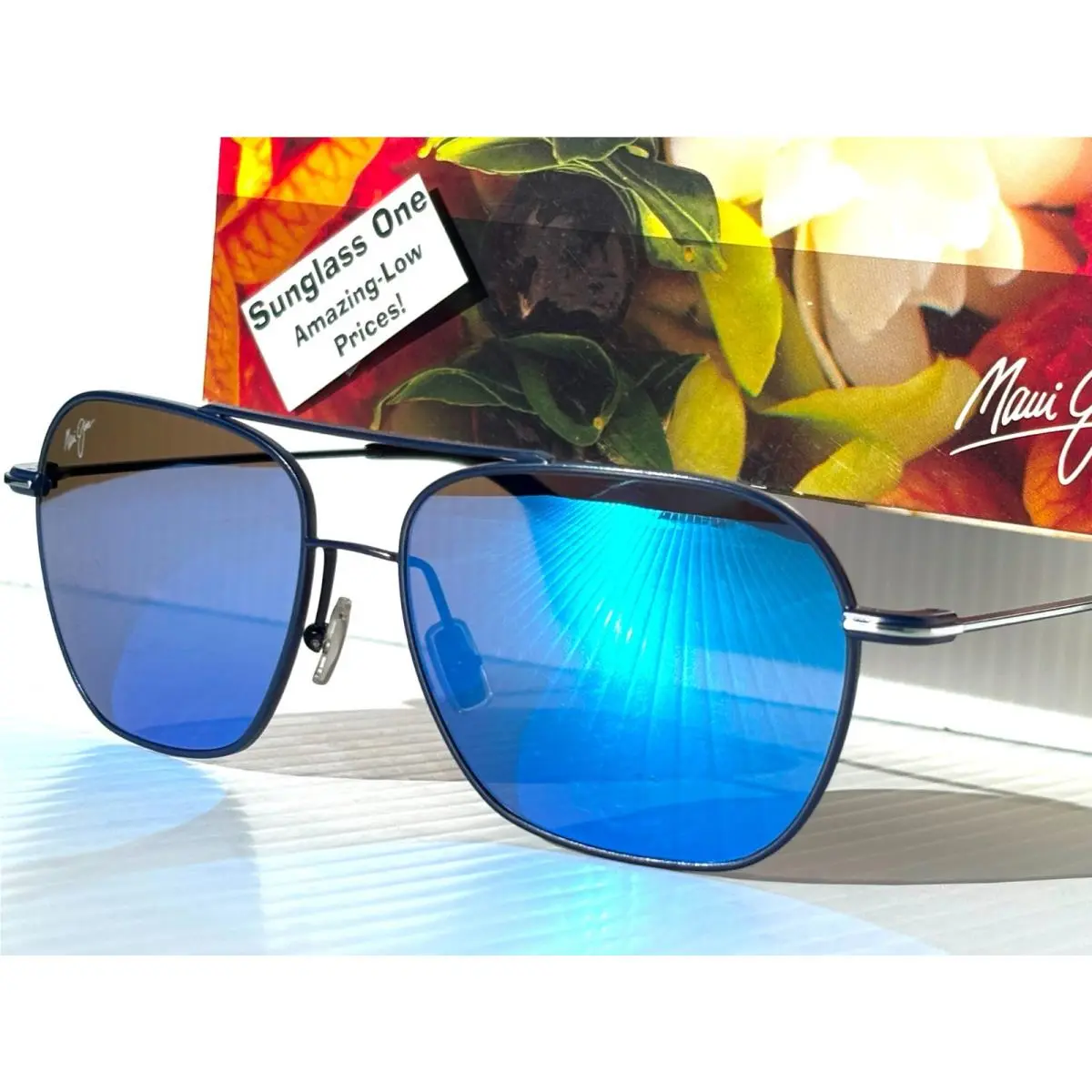 Maui Jim Mano Pilot Blue Polarized Blue Hawaii Sunglass B877-03