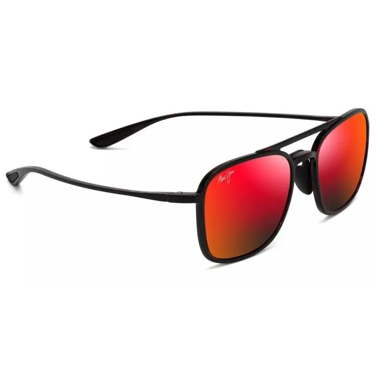 Maui Jim Keokea Aviator Sunglasses Red/black Tortoise/hawaii Lava Medium