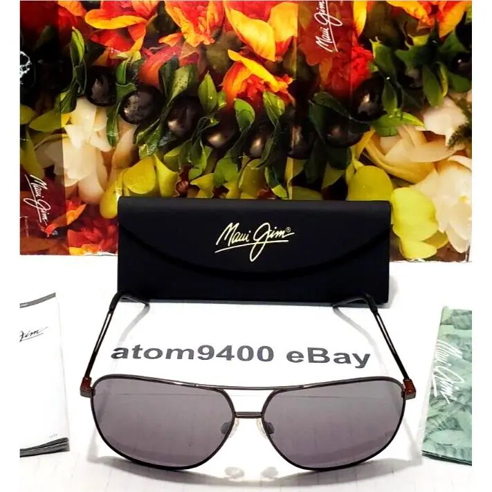 Maui Jim Kami Aviator Sunglasses Gunmetal Frame Silver Polarized Lens