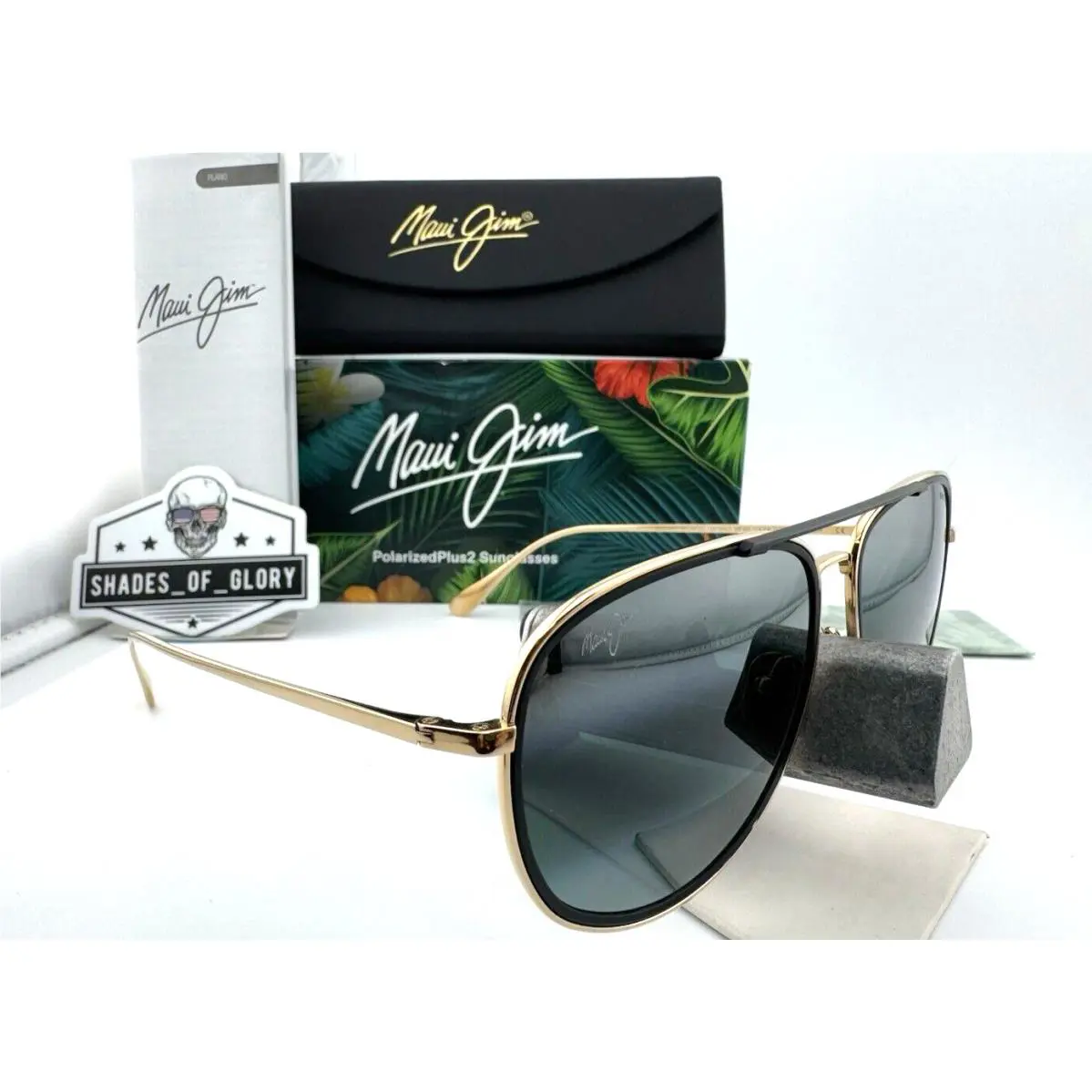 Maui Jim Fair Winds MJ 554-16UTD Gold Black Grey Polarized Sunglasses Man United
