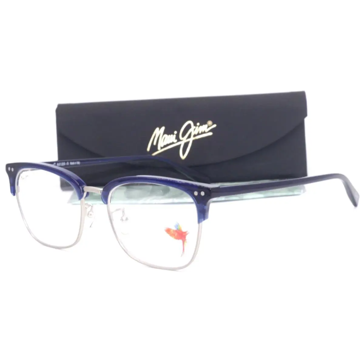 Mjo 2230-03 Shiny Blue Matte Silver Frame Eyeglasses 52-18 by Maui Jim