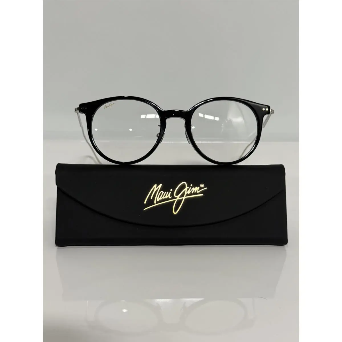 Maui Jim Mjo 2236-02 Black Round Acetate w. Titanium Temples Eyeglasses 50mm