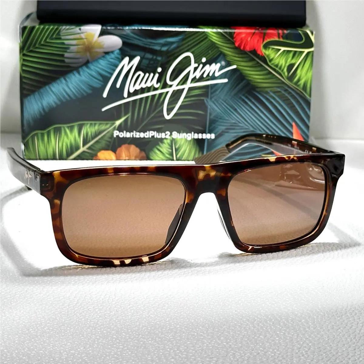 Maui Jim Opio Tortoise Amber Polarized Bronze Rectangular Glass Sunglass 616-01