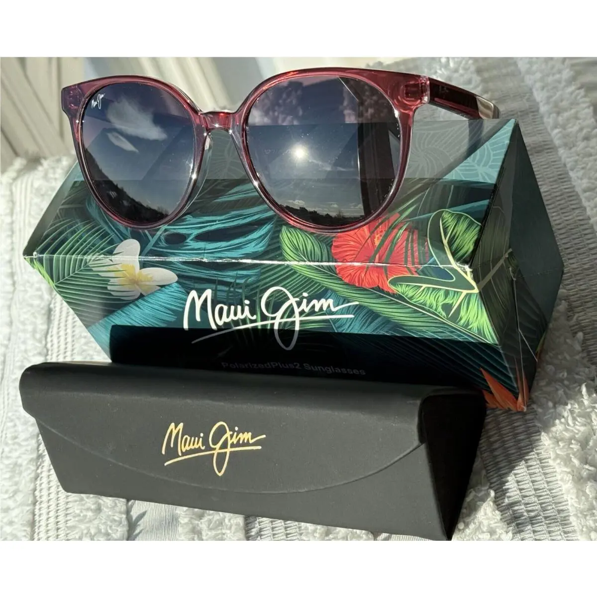 Maui Jim Mehana MJ 866 09 Raspberry Crystal Frame Maui Rose Polarized Sunglasses