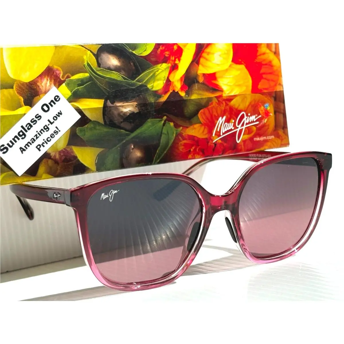 Maui Jim Good Fun Raspberry Fade Polarized Maui Rose Glass Sunglass RS871-09