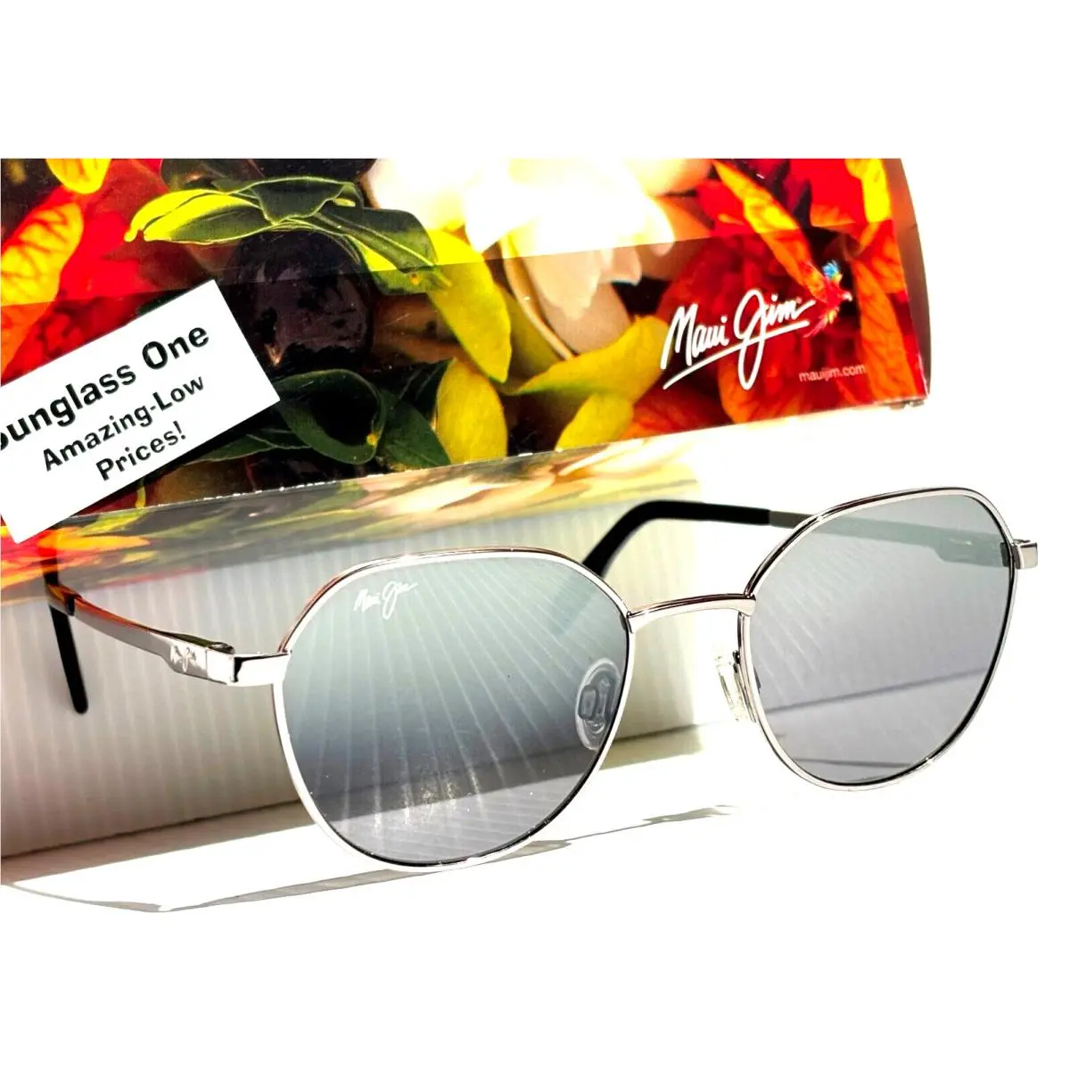 Maui Jim Hukilau Grey Metal Polarized Duel Silver Mirror Sunglass DS845-11