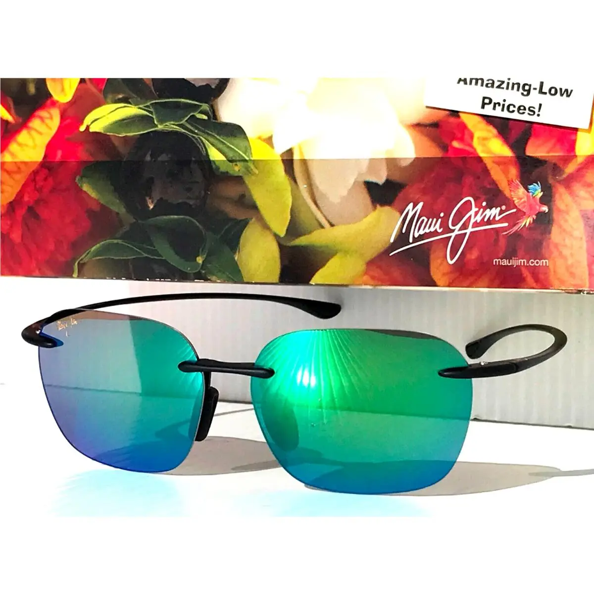Maui Jim Komohana Matte Black Polarized Maui Green Small Sunglass GM446-2M