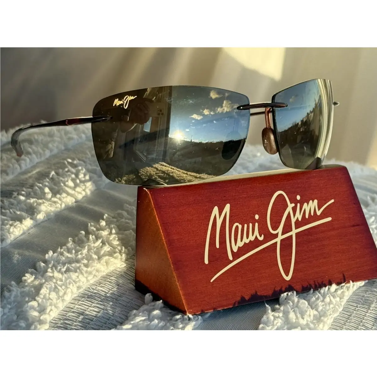 Maui Jim Lighthouse MJ 423 26 Rimless Sunglasses + Hcl Bronze Polarized Lenses