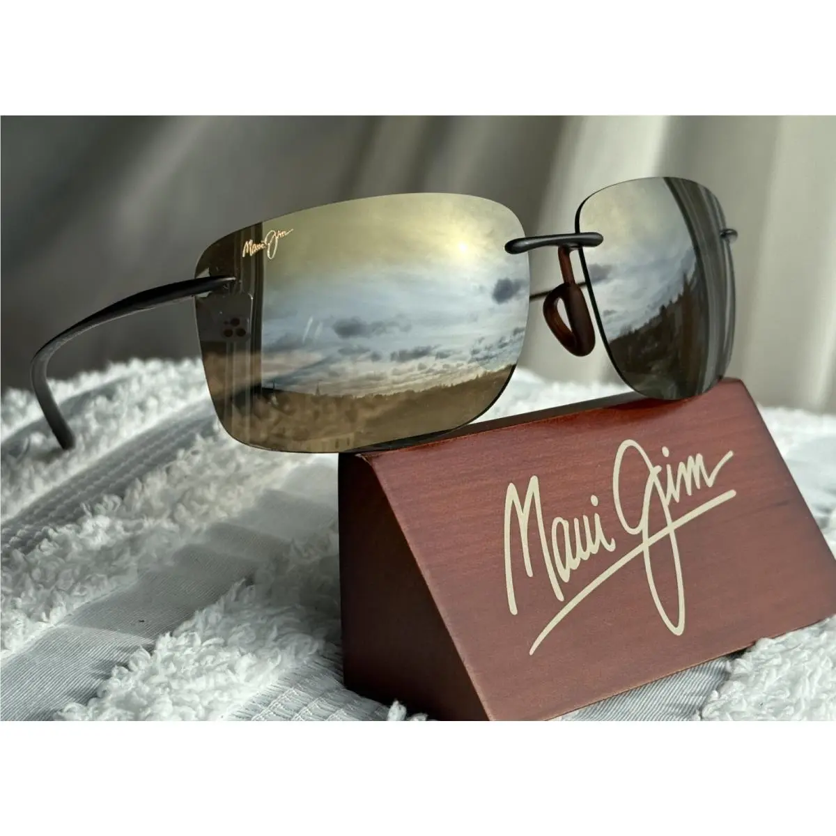 Maui Jim Hema MJ 443 26M Rimless Brown Frame + Hcl Bronze Polarized Lenses
