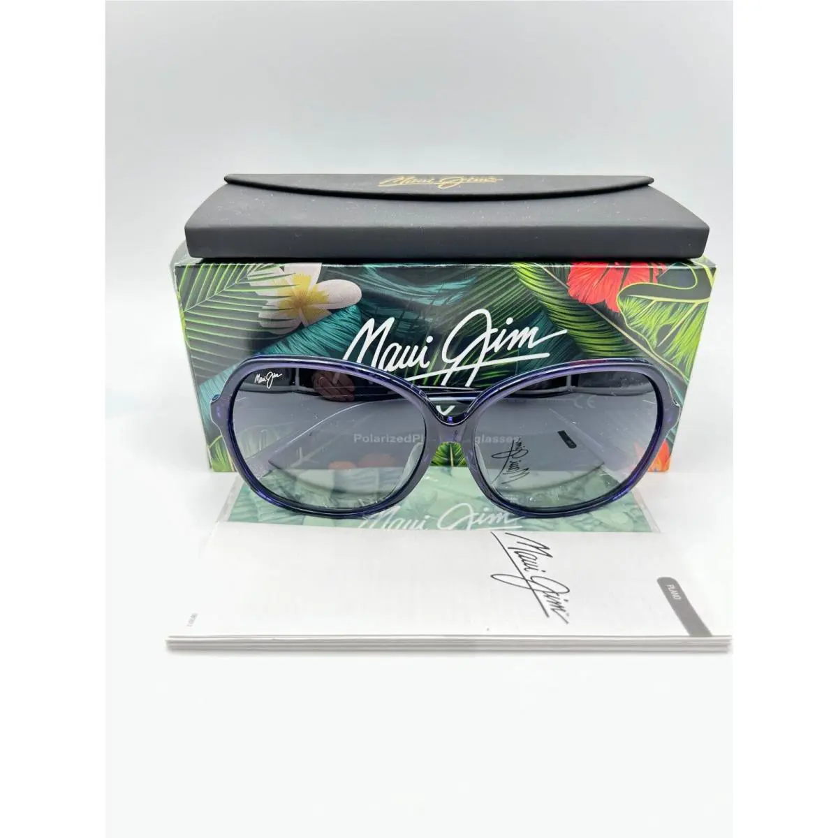 Maui Jim Polarized Sunglasses MJ 795N 08D Taro Navy Blue Neutral Grey
