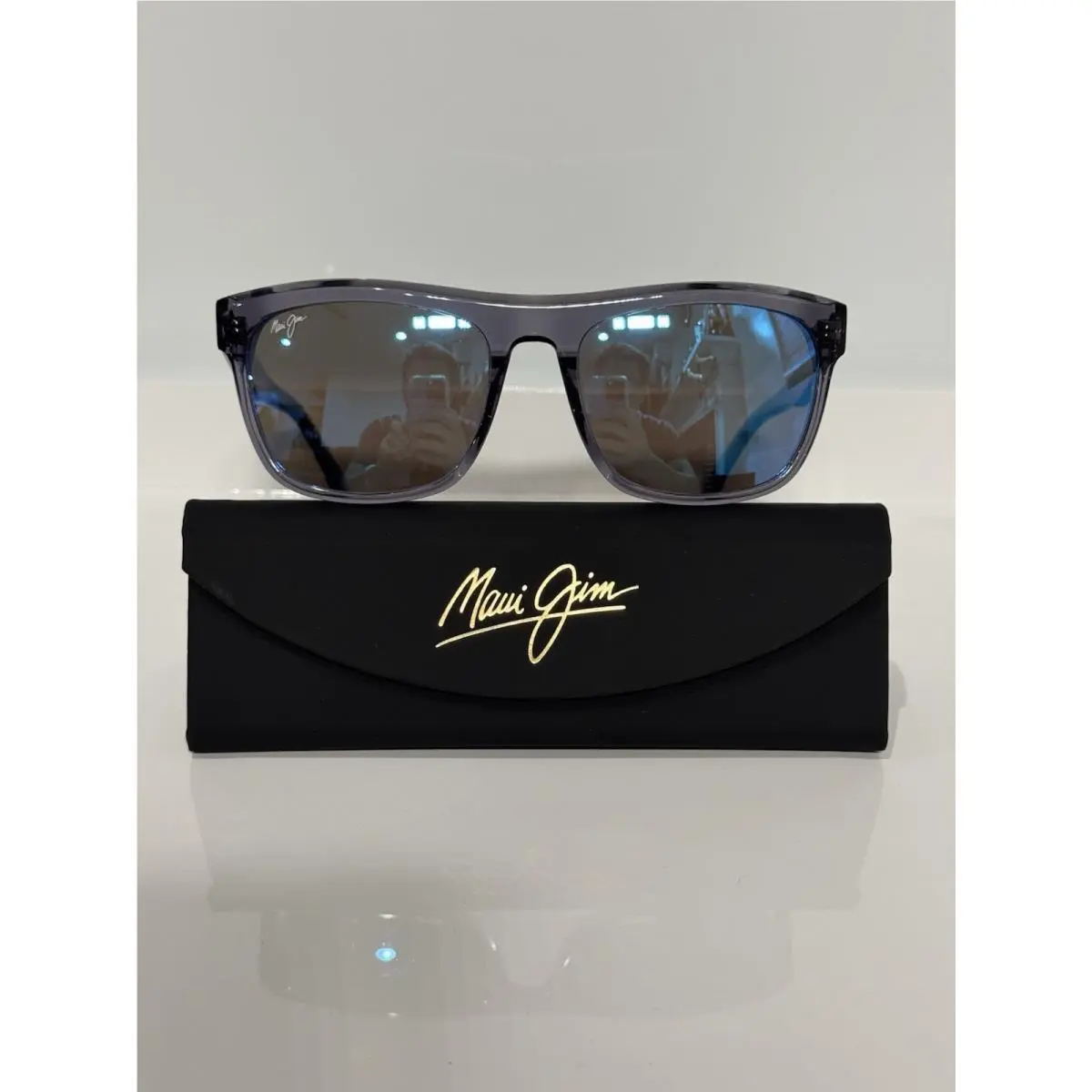 Maui Jim S-turns MJ872-14 Crystal Grey Acetate Polarized Blue Mirror Sunglasses