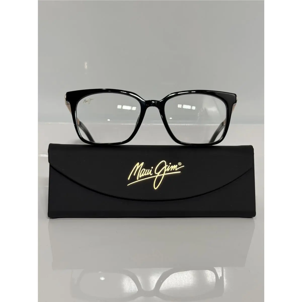 Maui Jim Mjo 2226-02 Shiny Black Acetate Rose Gold Temples Eyeglasses 51mm