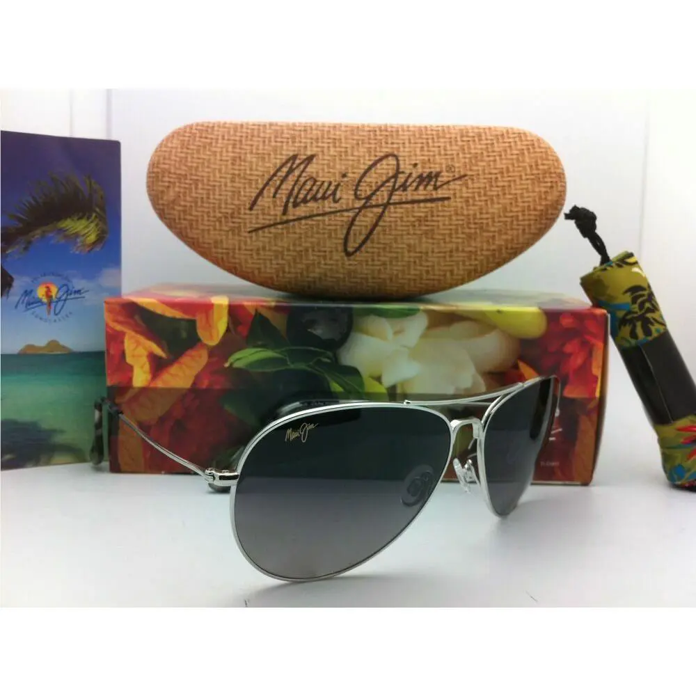 Polarized Maui Jim Titanium Sunglasses Mavericks GS 264-17 Silver W/neutral Grey