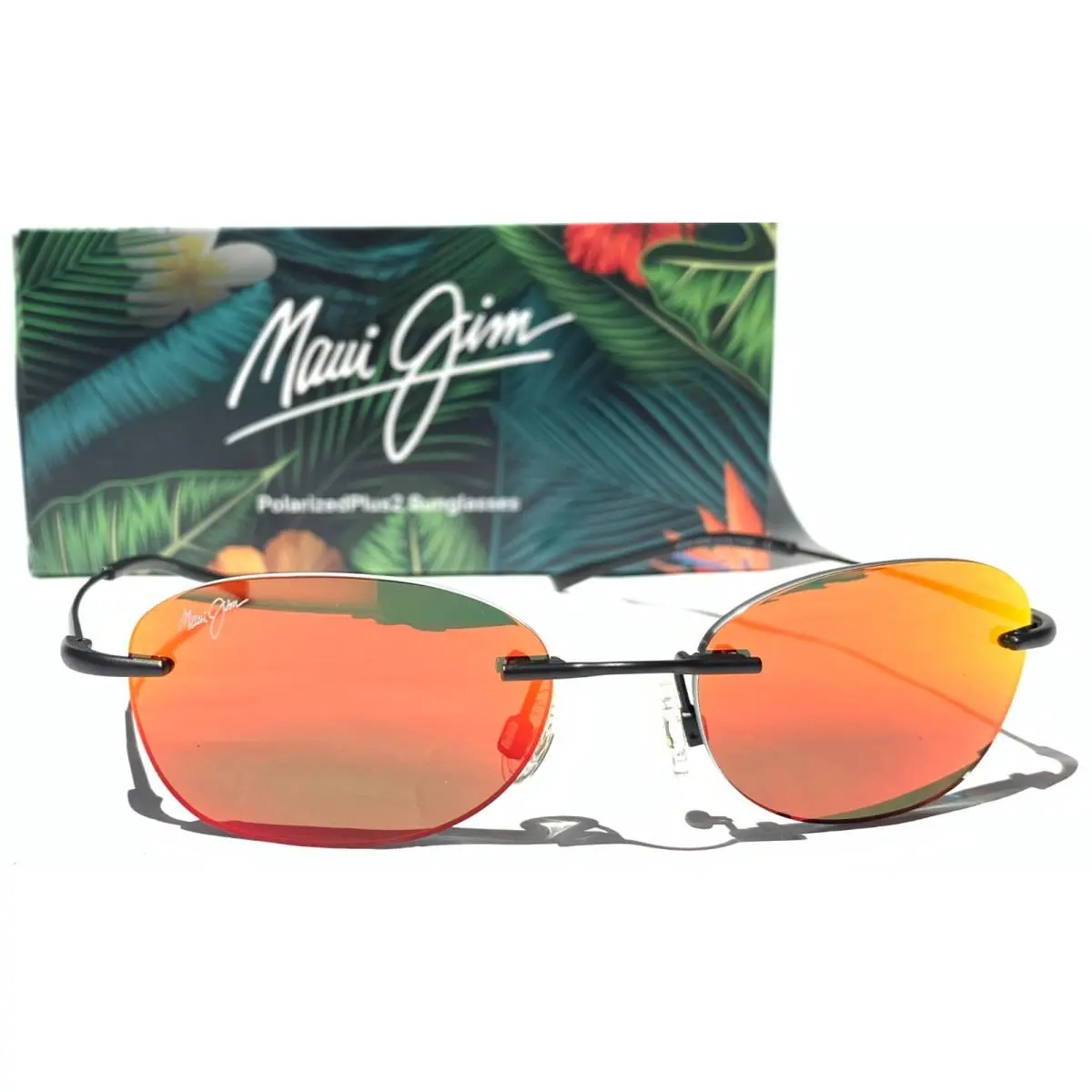 Maui Jim Aki Aki Matte Black Polarized Hawaii Lava Ruby Lens Sunglass RM333-2M - Frame: Black, Lens: Red Lava Mirror