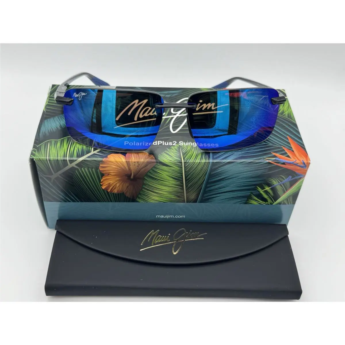 Maui Jim Laulima B626-14 - Shiny Trans Dark Grey Frame / Blue Hawaii Lens