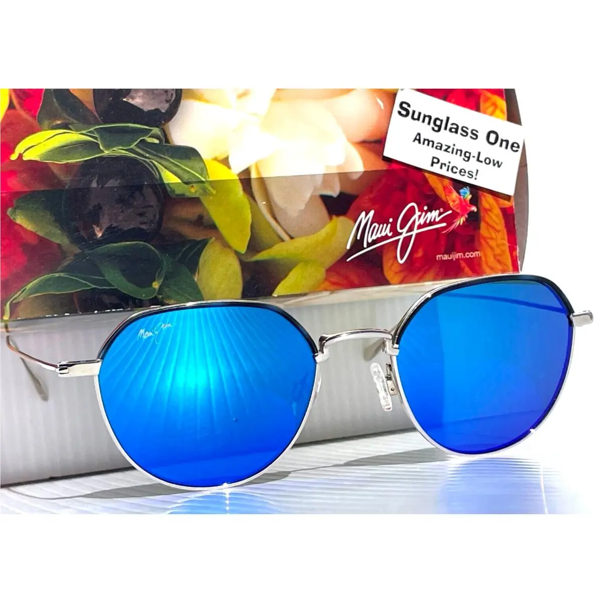 Maui Jim Island Eyes Matte Silver Polarized Blue Lens Sunglass B859-17
