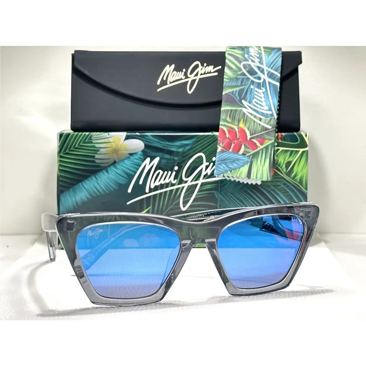 Maui Jim Kini Kini MJ 849-27E Steel Crystal Blue Hawaii Polarized Sunglasses