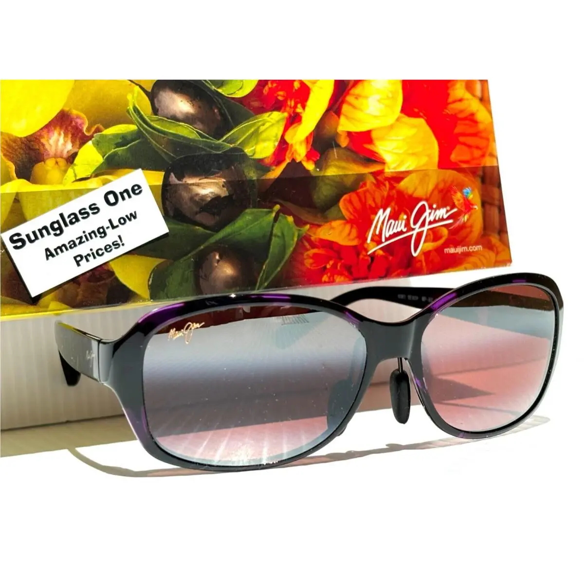 UK Maui Jim Koki Beach Purple Tortoise Polarized Rose Lens Sunglass R433N-28T