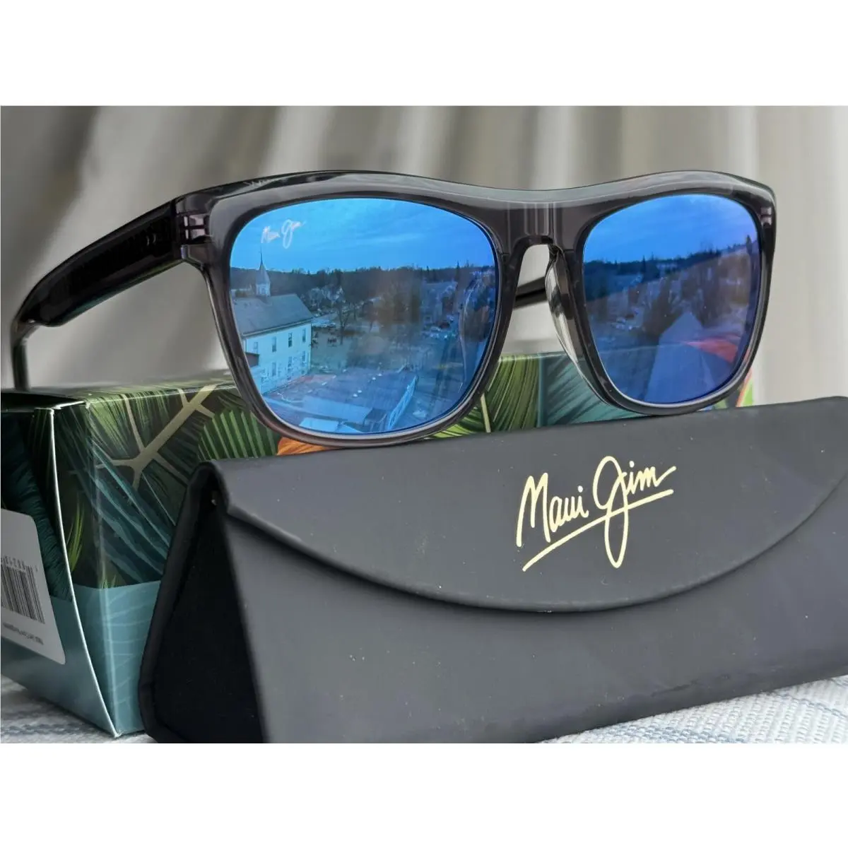 Maui Jim S-turns MJ 872 14 Dark Grey + Blue Hawaii Polarized Lens Sunglasses