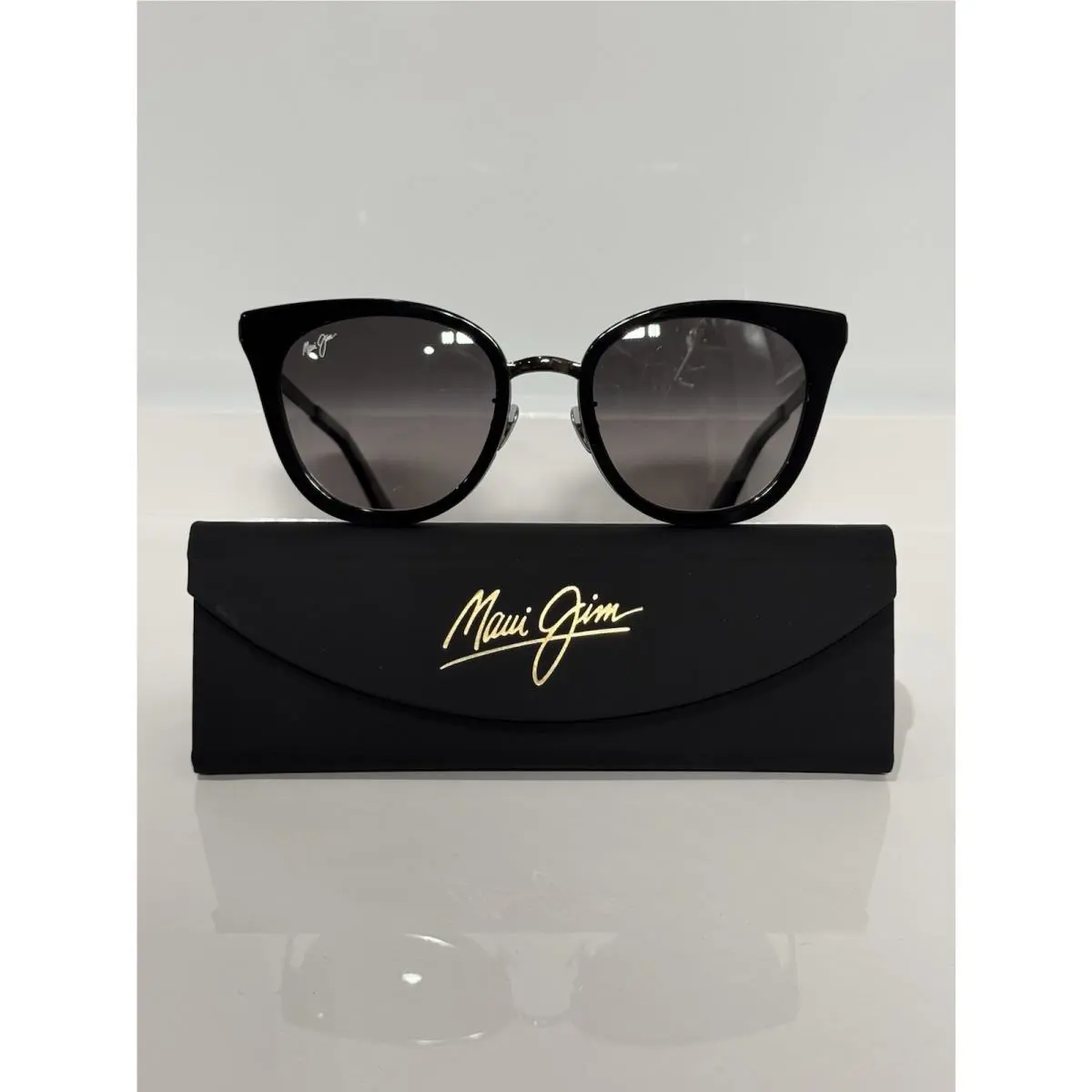 Maui Jim Wood Rose MJ870-02 Black Gunmetal Gray Polarized Woman Sunglasses