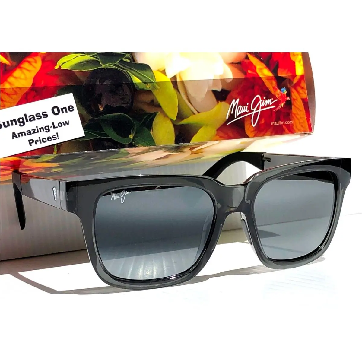 Maui Jim Mongoose Gloss Black Polarized Grey Glass Lens Sunglass 540-11UTD