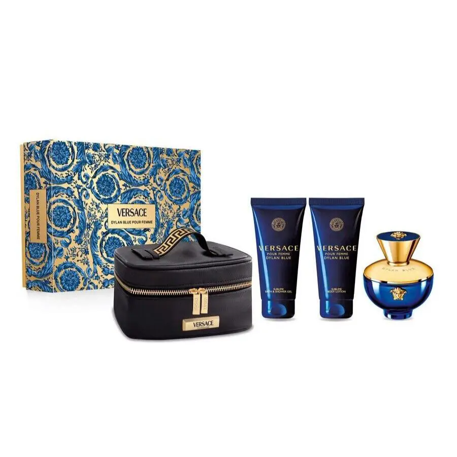 Versace Dylan Blue Women 4pc 3.4oz Edp 3.4oz Shower Lotion Small Beauty Case