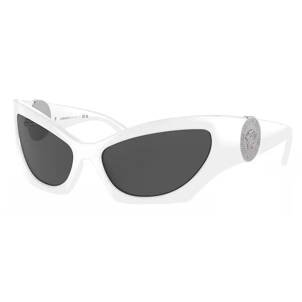 Versace VE 4450 314/87 White Plastic Cat-eye Sunglasses Grey Lens
