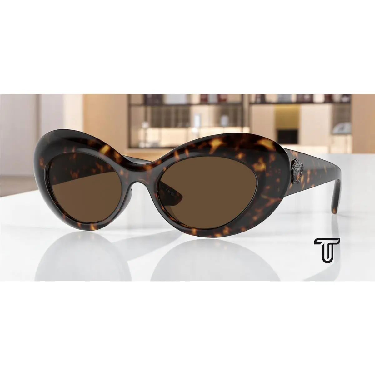Versace VE4456U 108 73 Havana Dark Brown 52 mm Women`s Sunglasses