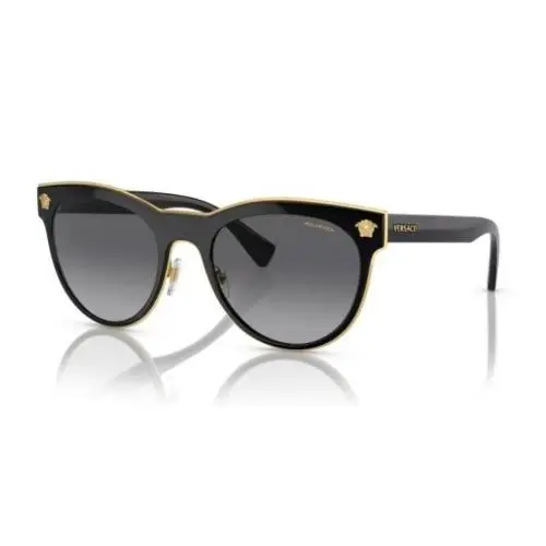 Versace 0VE2198 1002T3 54mm Woman Polarized Sunglasses Black Lenses Metal Frame - Frame: Black, Lens: Gray