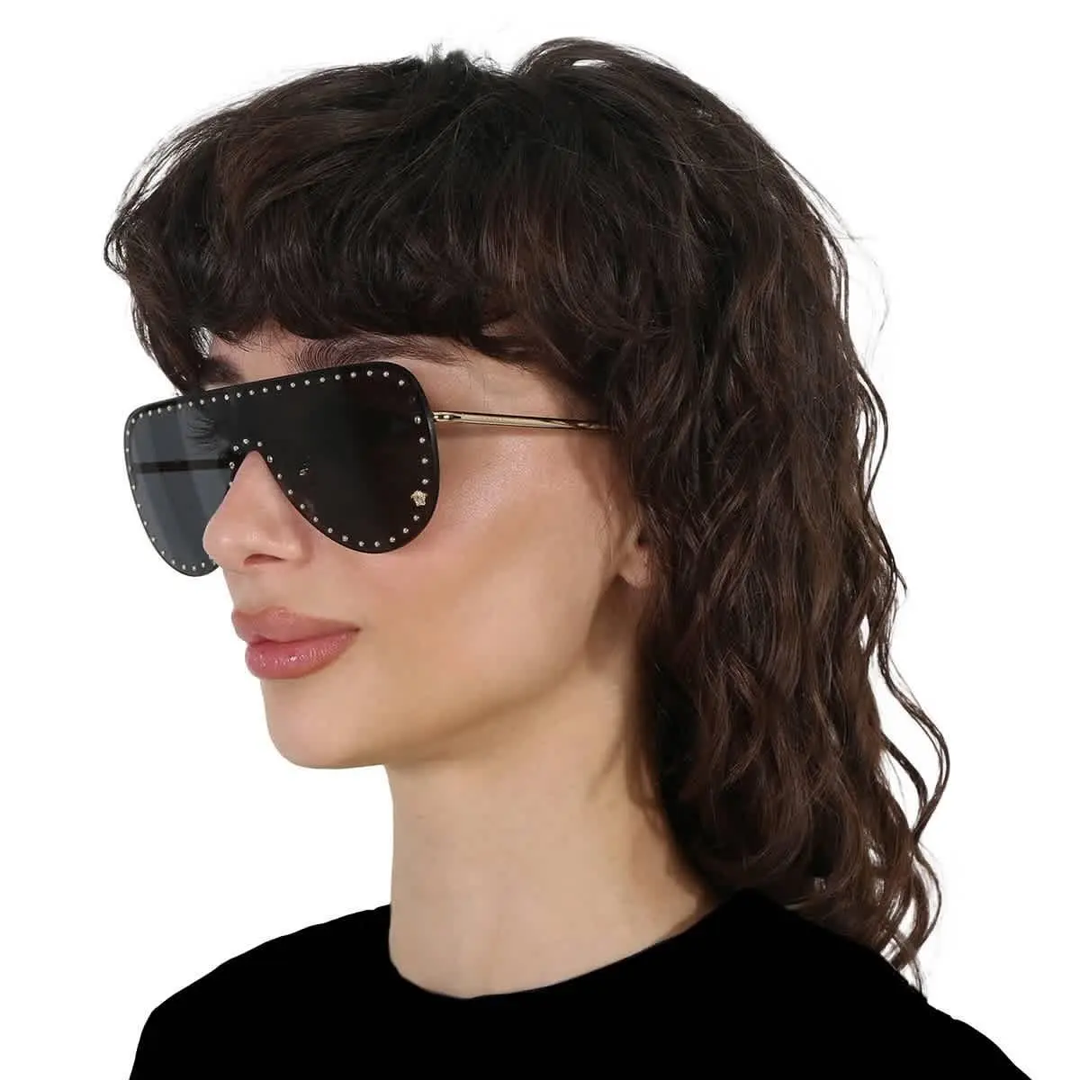 Versace Dark Gray Irregular Ladies Sunglasses VE2230B 100287 45 VE2230B 100287