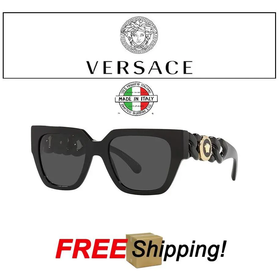 Versace Woman Sunglasses Black Frame Dark Grey Lenses 53MM 19/140 Made in Italy