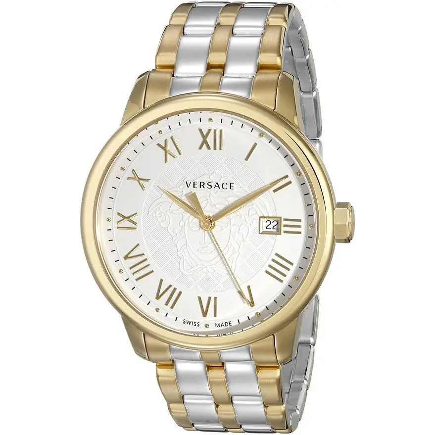 Versace Men`s VQS050015 Business White Dial Two-tone Steel Date Wristwatch