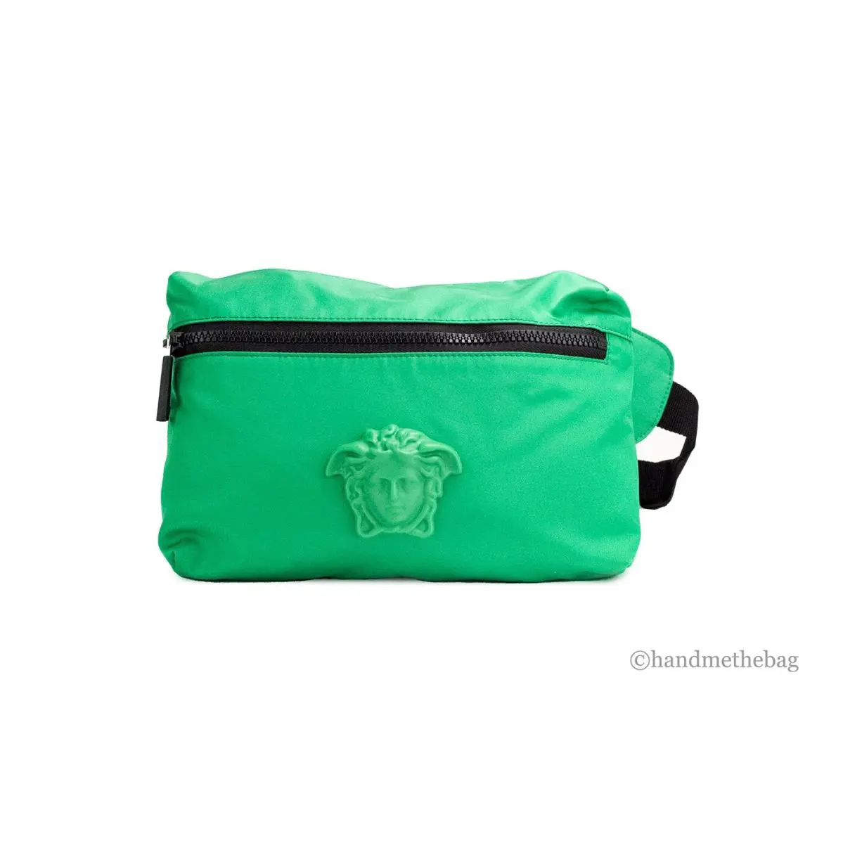Versace Small Bright Green Nylon Matte Medusa Belt Bag Waist Fanny Pack Purse