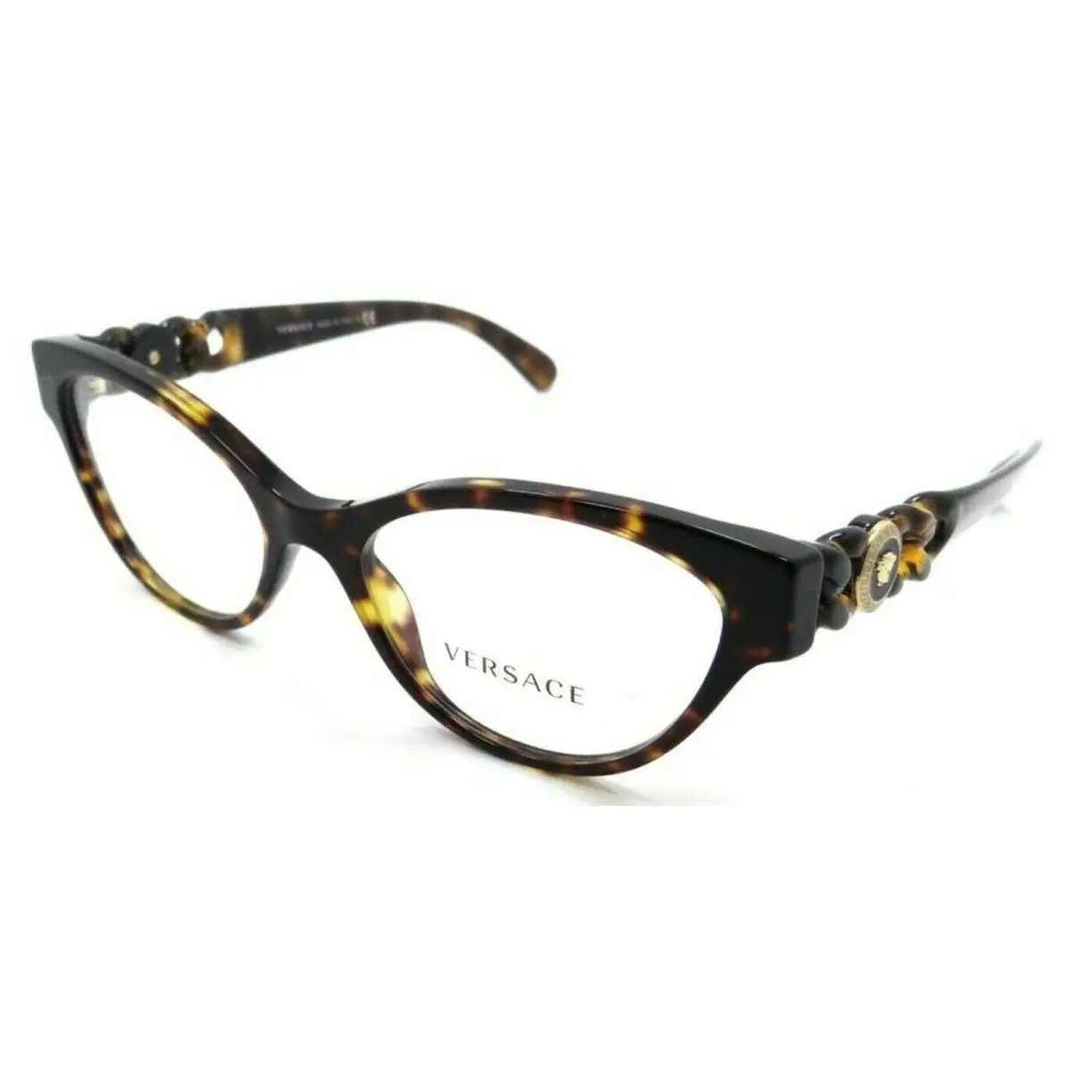 Versace Eyeglasses VE 3305 108 55-17 140 Tortoise Chain Gold Cat Eye Frames