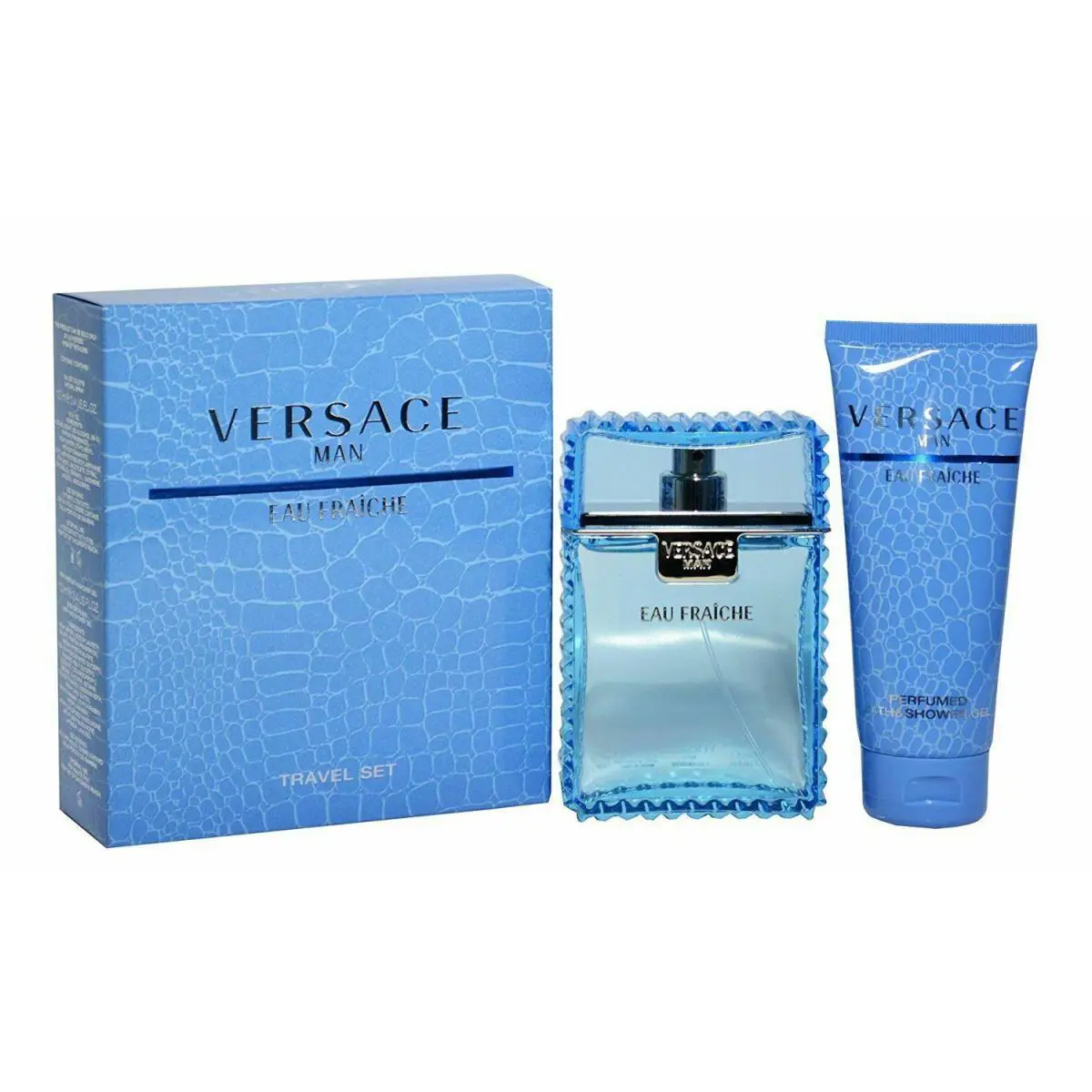 Versace Man Eau Fraiche Edt Spray 3.4 oz Shower Gel 3.4 oz Travel Offer