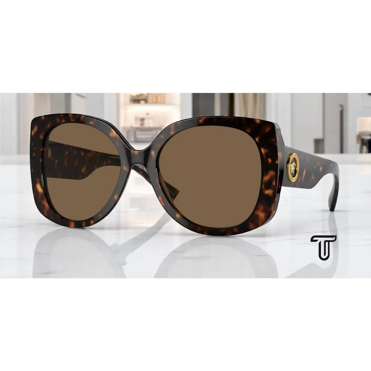 Versace VE4387 108 73 Havana Dark Brown 56 mm Women`s Sunglasses