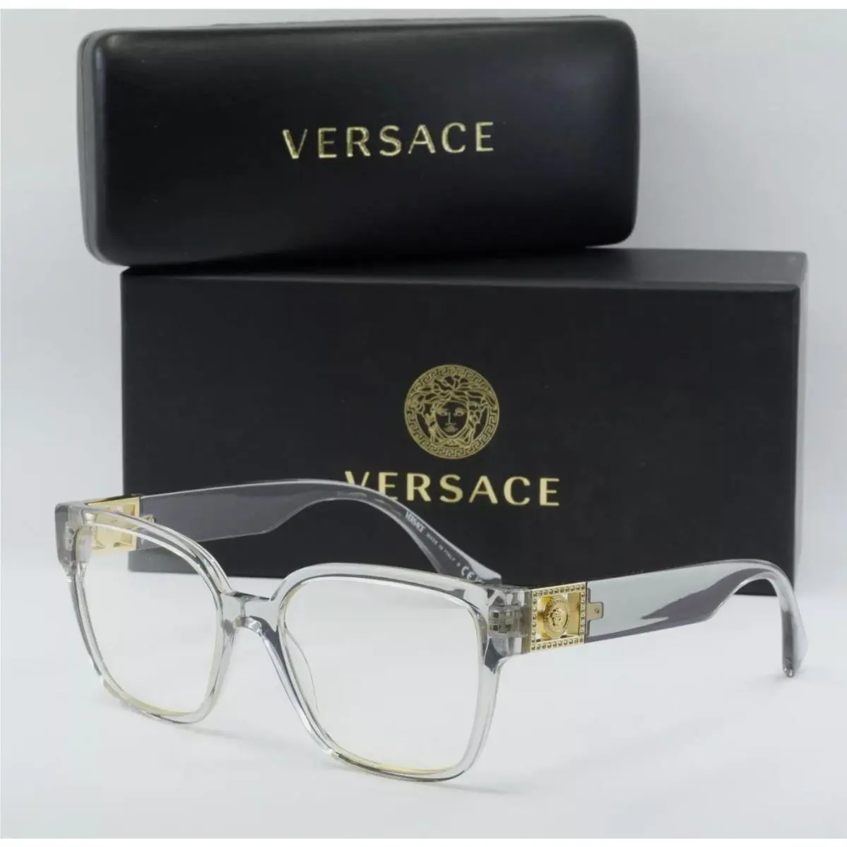 Versace Eyeglasses Mod. 3329-B 5305 52-17 145 Grey Gold Frames W/crystals